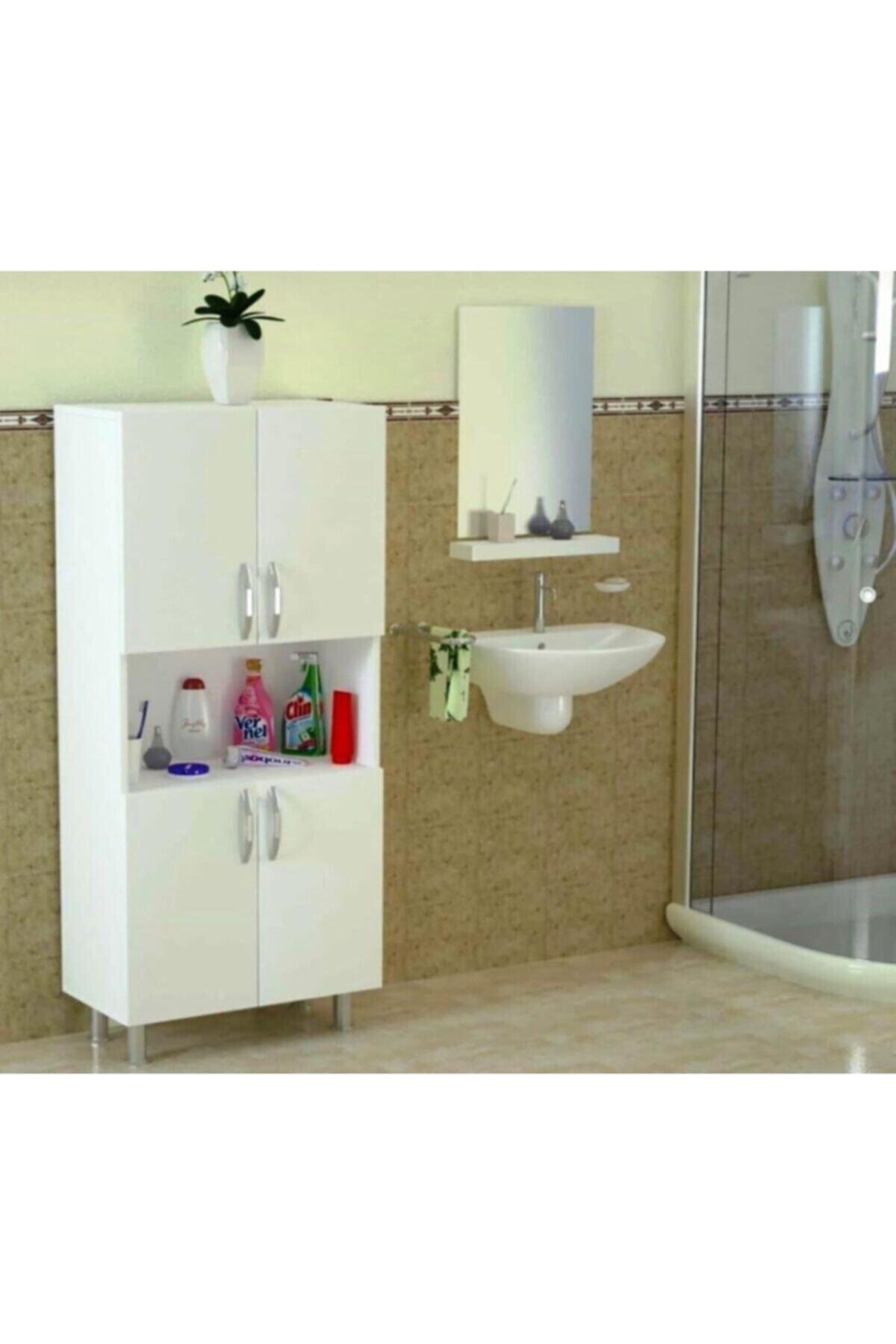 ELITE SHOPPING AKSESUAR DİZAYN Mdf 4 Kapaklı Ortası Boş Banyo Dolabı