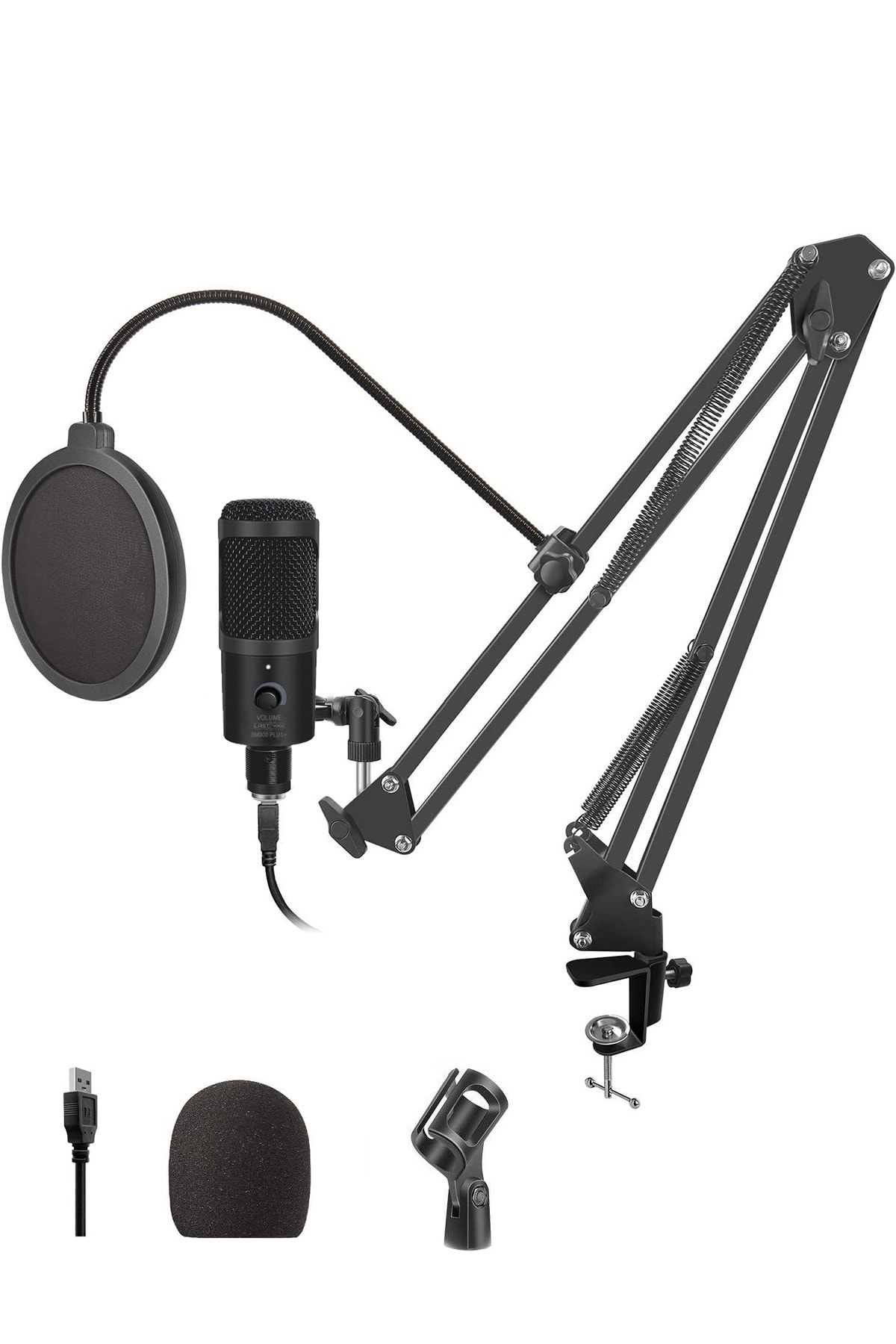 The Mobile Condenser Black Stüdyo Pro Kayıt Set Mikrofon Stand Takım