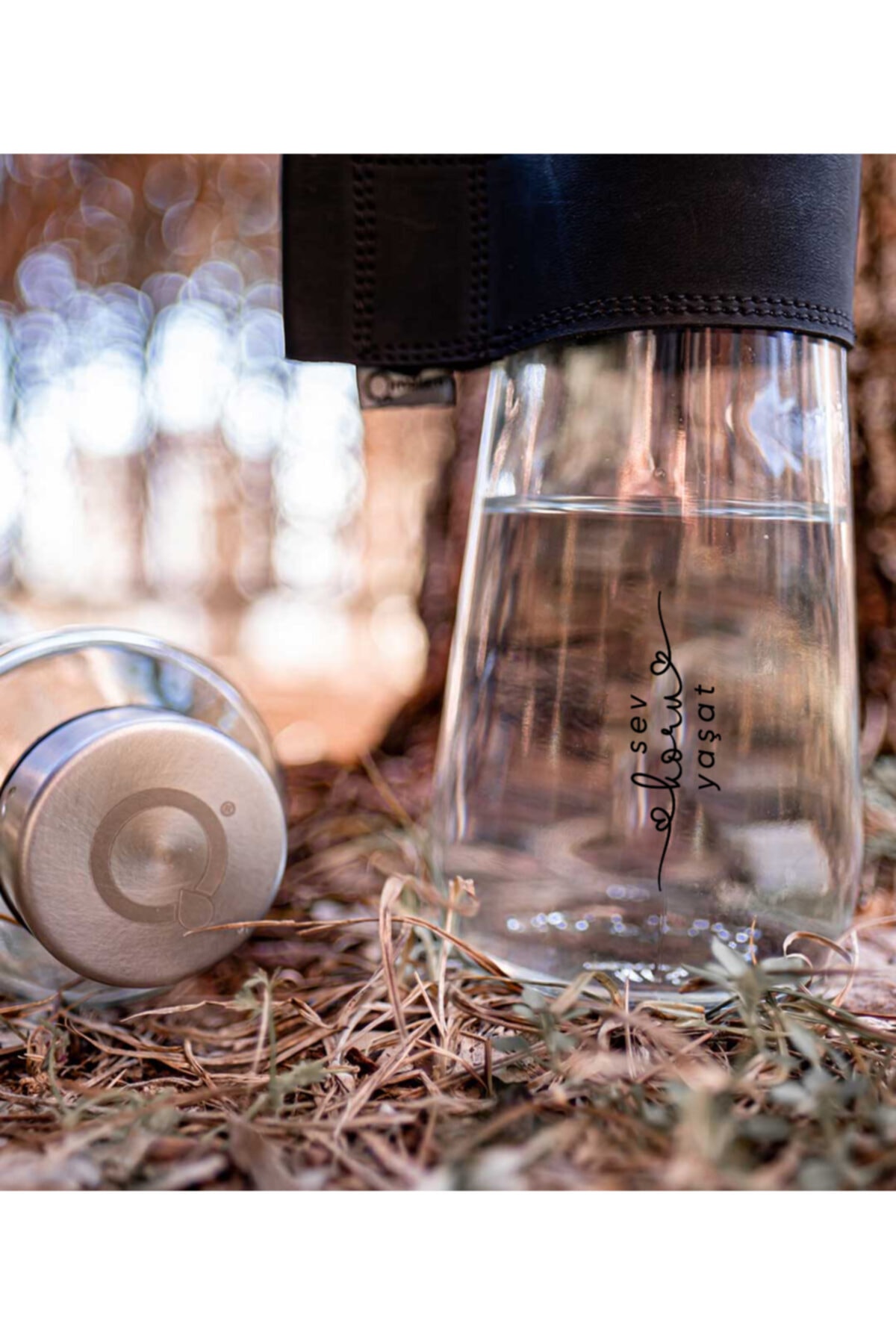 Qmatara Şeffaf Cam Matara Çita Save Pembe Qbelt 750 Cc