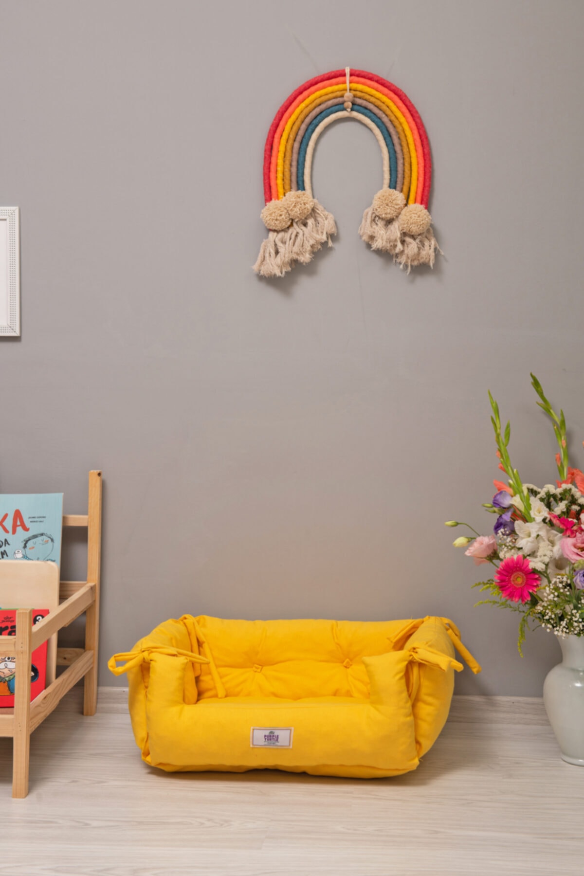 Purple Turtle Textile Kedi ve Köpek Yatağı  Su Geçirmez  Çift Taraf  Sarı