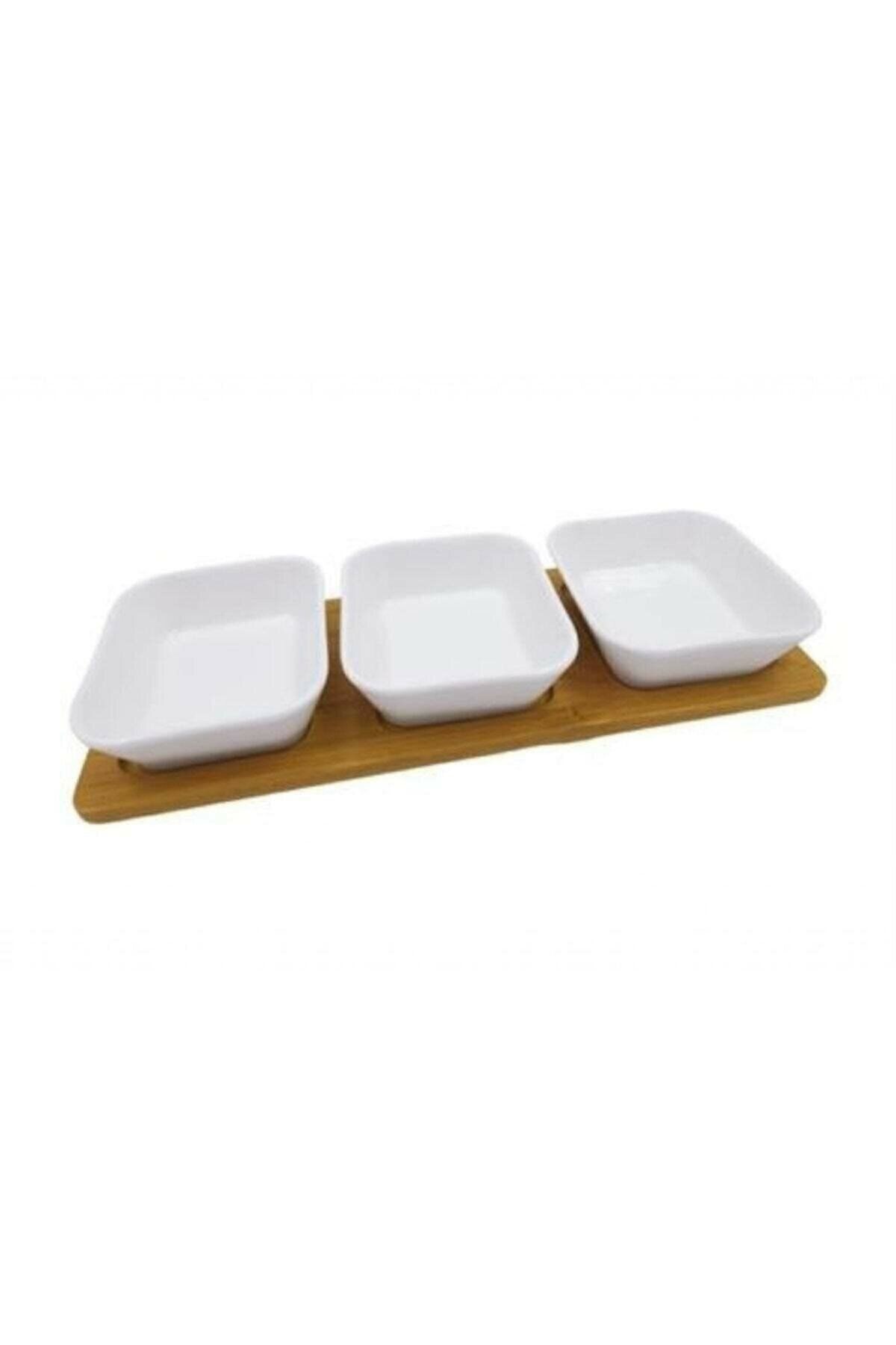 aky home style 3'lü Bambu Porselen Tepsili Sosluk Porj-008535/ 12x2=24