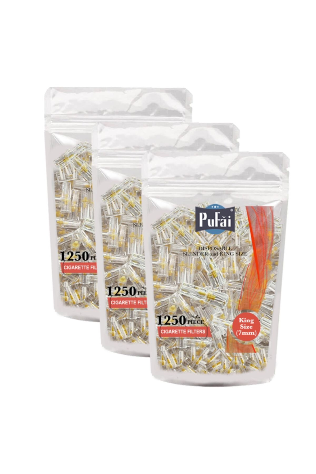 Pufai Slender Sigara Filtresi Ağızlık 7 Mm Filtreli Süzen Sigara Ağızlığı 3750 Adet 3 Paket