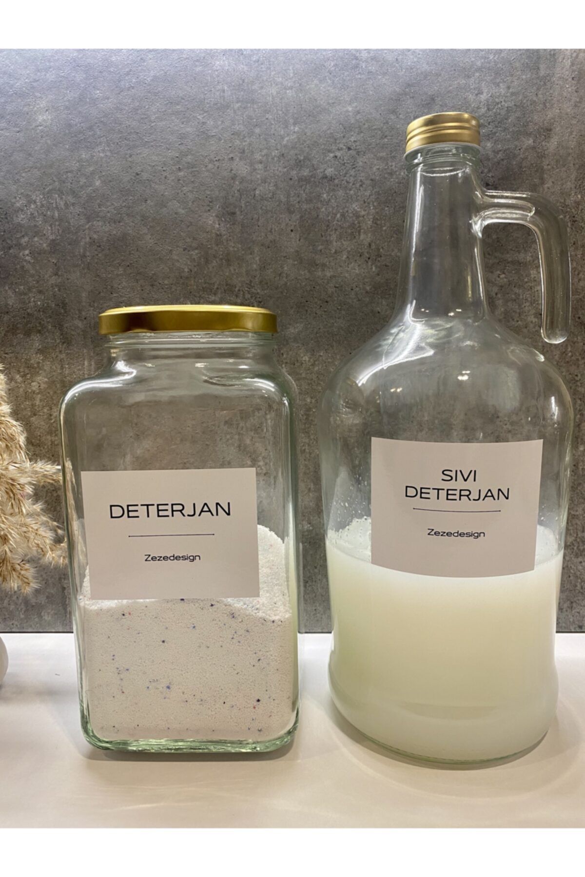 zezedesing Deterjan Kavanozu 3000ml -galon Sıvı Deterjan Şişesi 3000ml Cam
