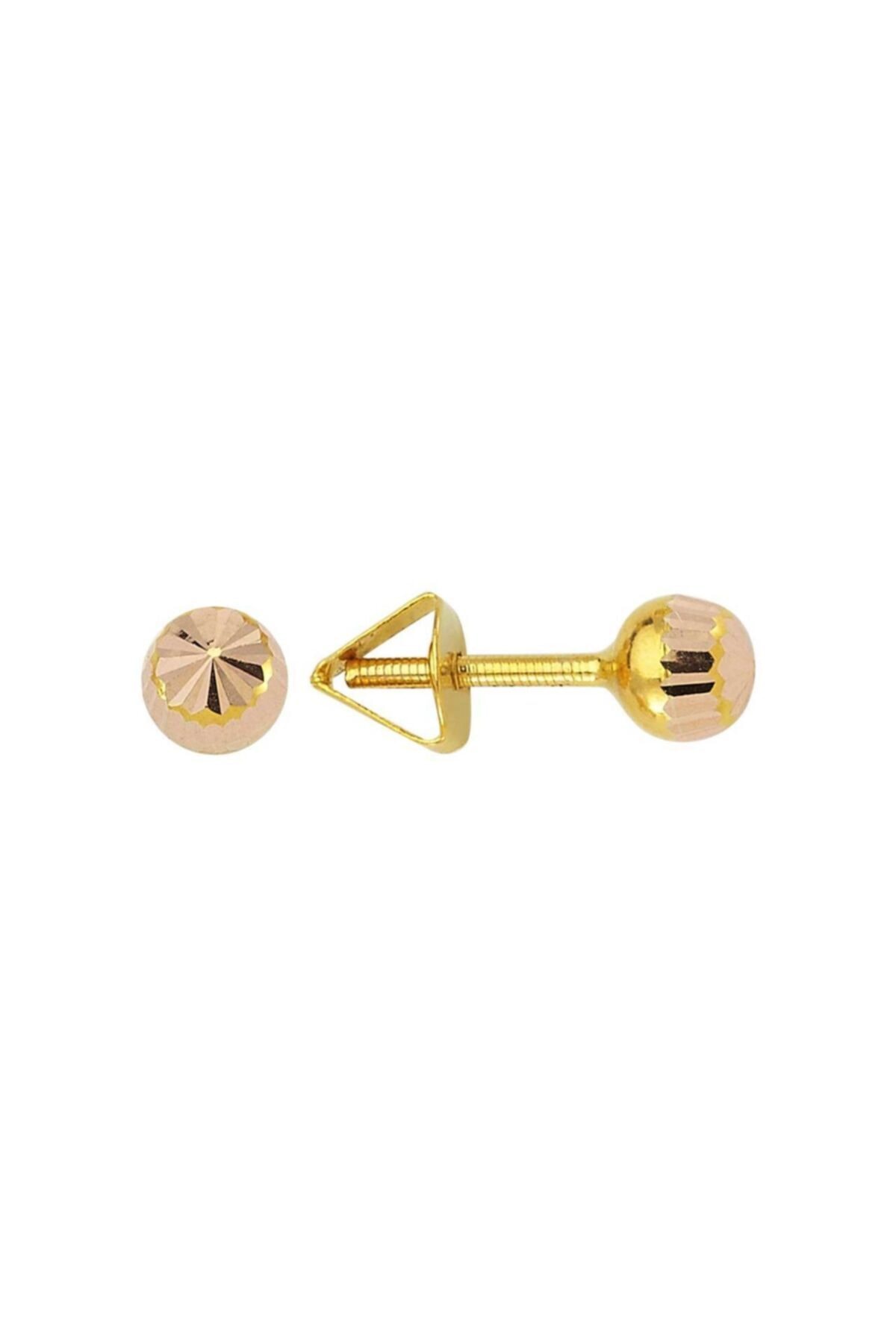 İdeal Sarraf Mini Boy Vidalı Top Küpe 0.50 gr. 0.3 mm. 14 Ayar Altın