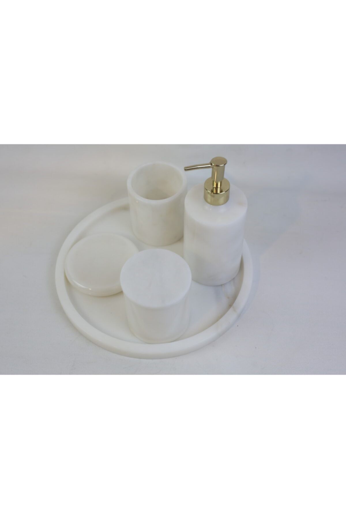 kain marketing Krem Mermer Lavabo Seti 5 Parça