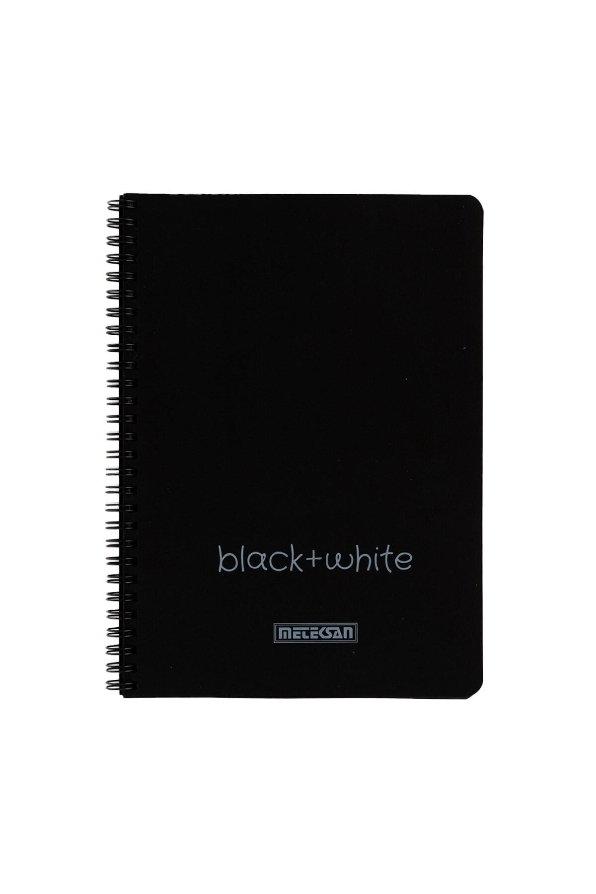 Meteksan Black + White 17x24 Cm Pp Kapaklı Metal Spiralli Siyah Yapraklı Eskiz Defteri, 50 Yaprak