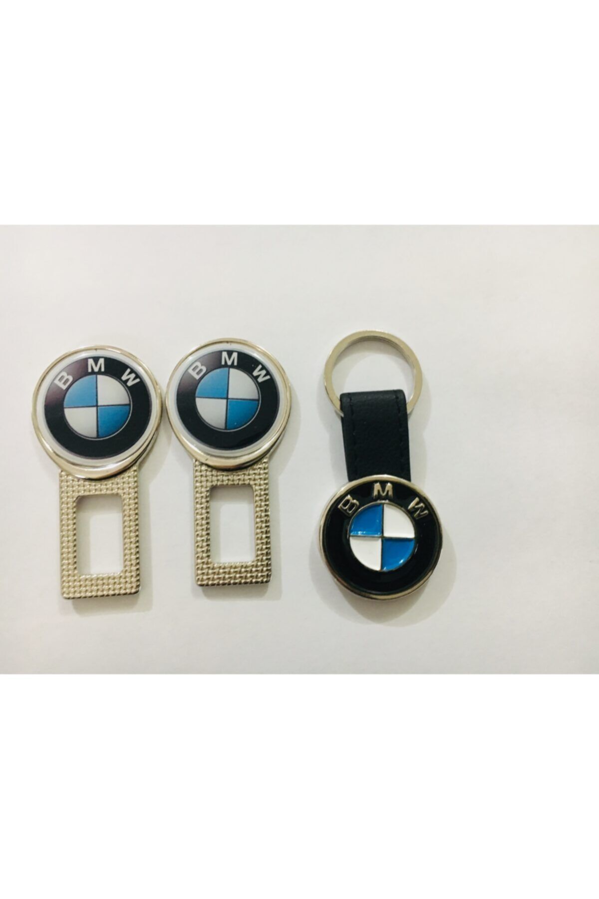 BMW Logolu Demir Deri Anahtarlık 1 Adet ,2 Adet Kemer Toka Hediyeli