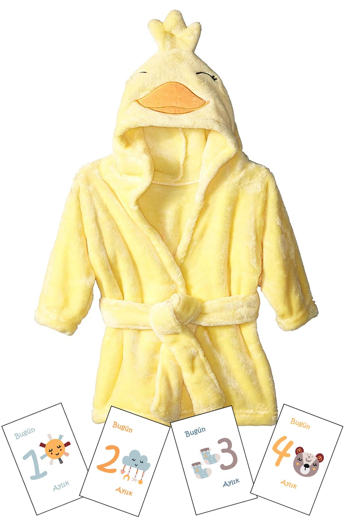 Moky Design Bebek Hediyelik Yenidoğan Bornoz Pamuk Ve Aylık Konsept Anı Kart 12'li Kız Baby Shower