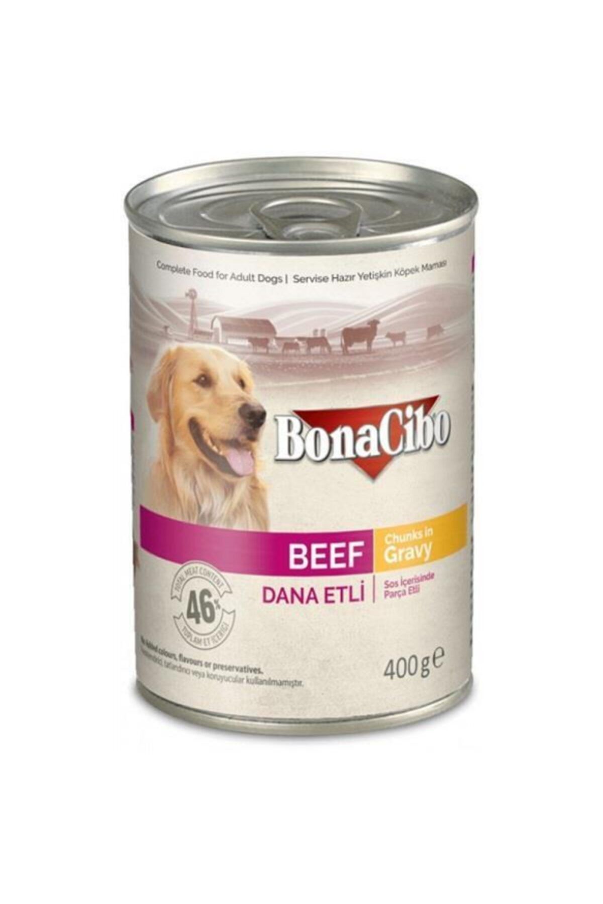 BonaCibo Soslu Dana Etli Yaş Yetişkin Köpek Maması 400 gr