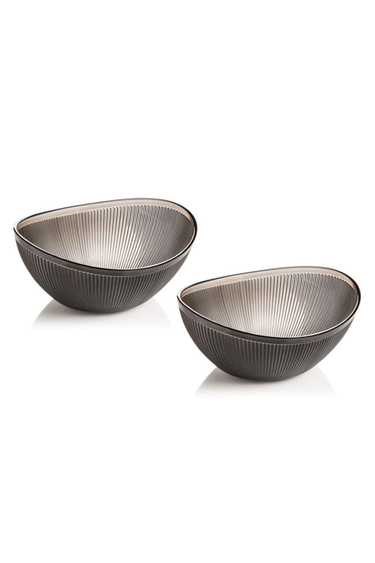 EW's Kitchenware Akrilik Barok Füme Oval 2'li Salata Kasesi