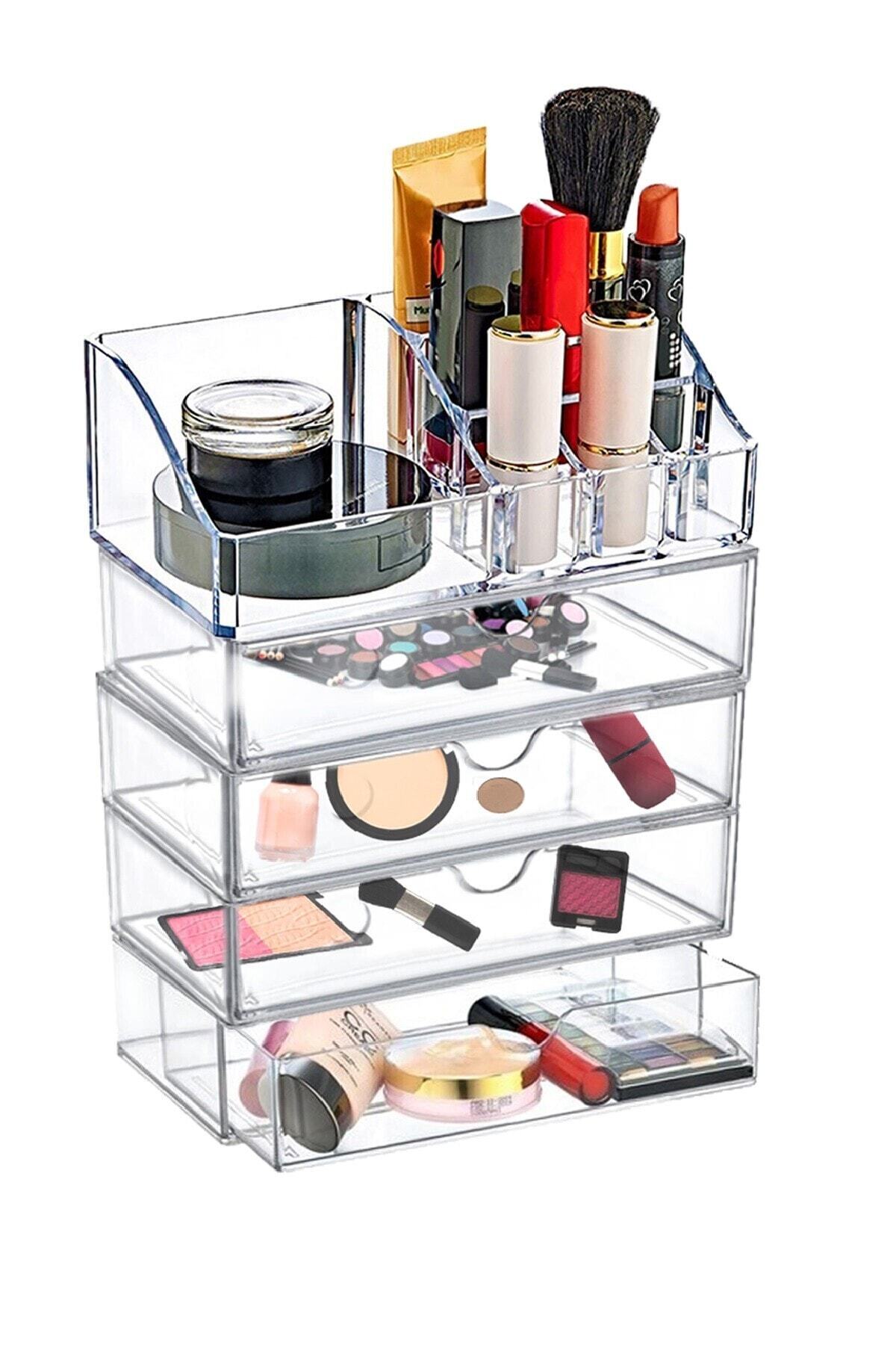 Meleni Home 8 Bölmeli 4 Çekmeceli Piramit Makyaj Organizer Kozmetik Ürün Düzenleyici