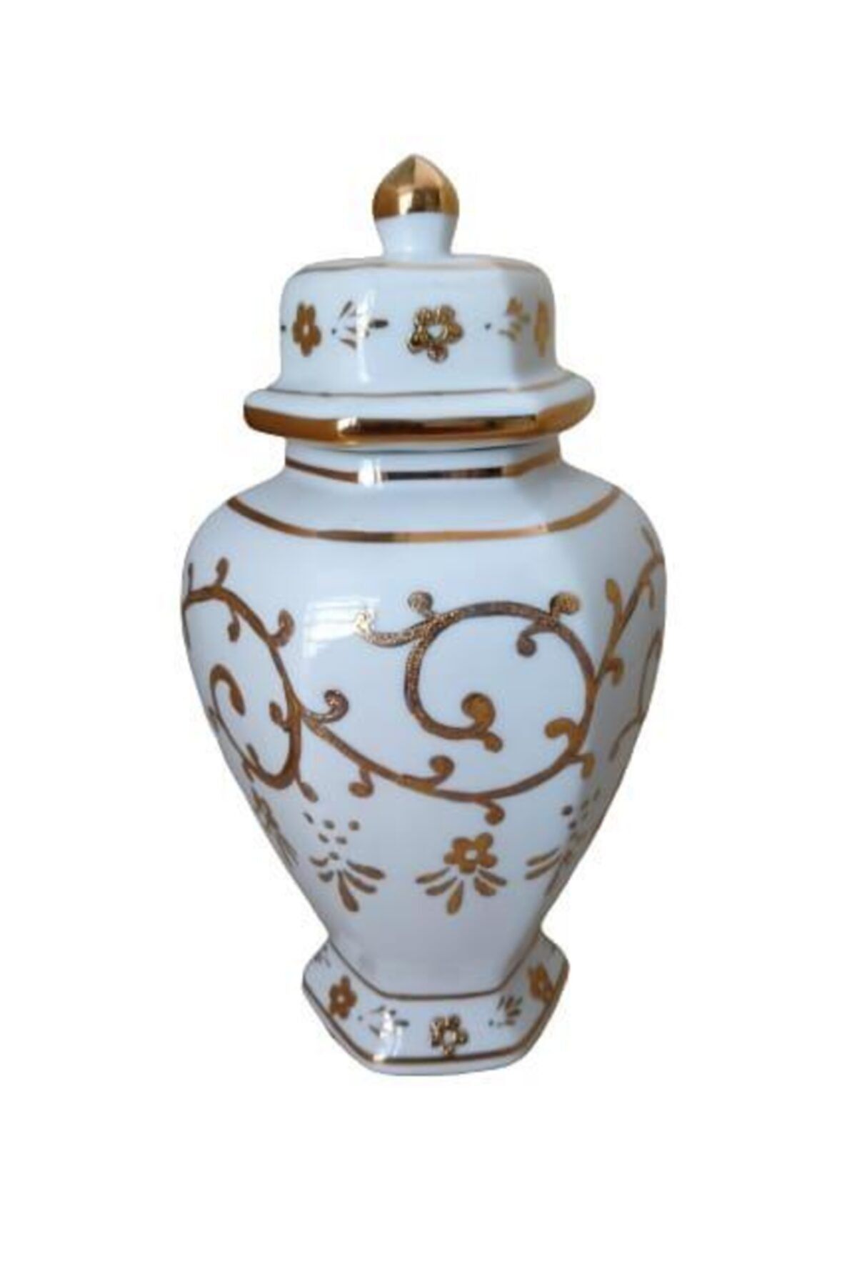 Kütahya Porselen Sır Küpü 22 Cm Vazo B.altın Renk