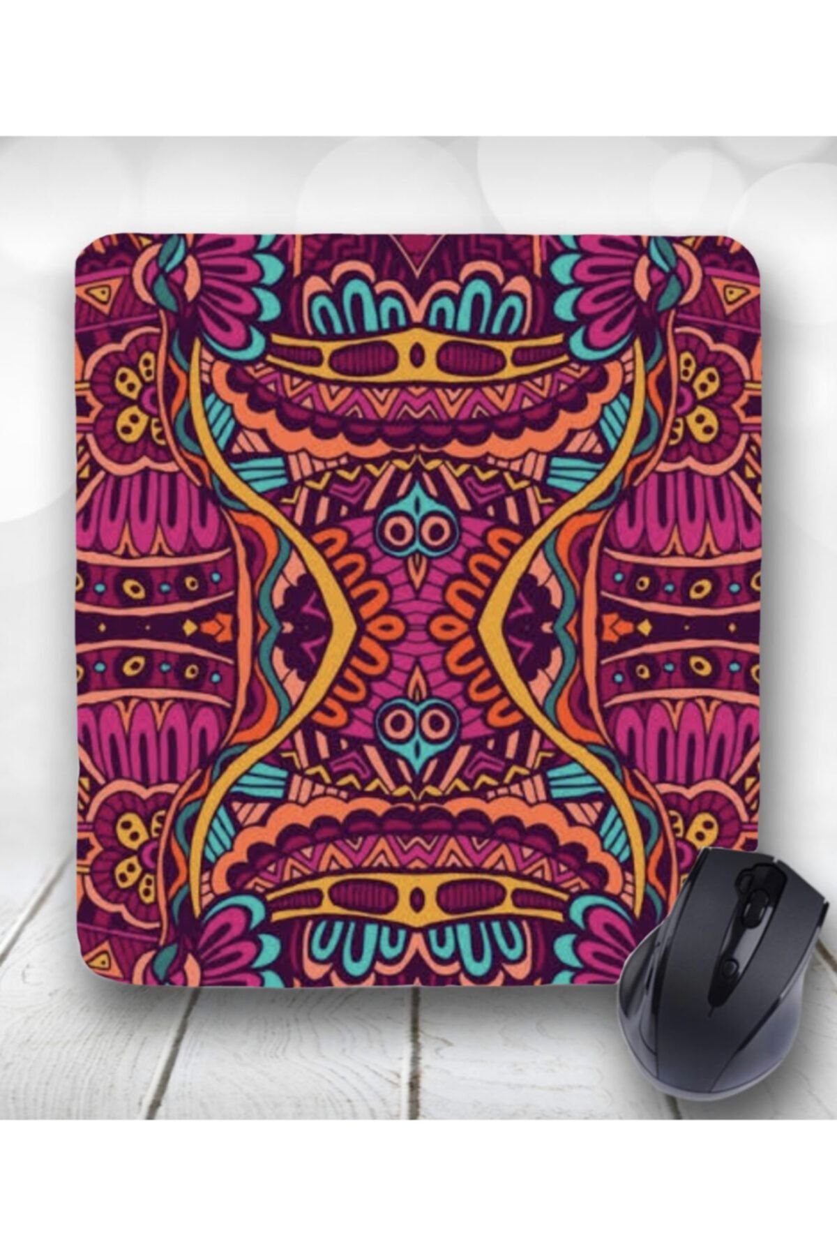 Pekmez Design Mandala Tasarımlı Bilek Destekli Kare Mouse Pad