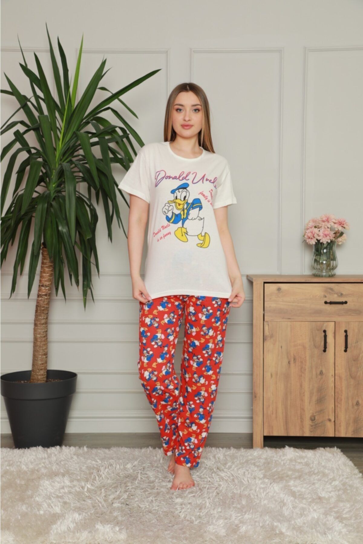 homewear moda Battal Pamuklu Pijama Takımı