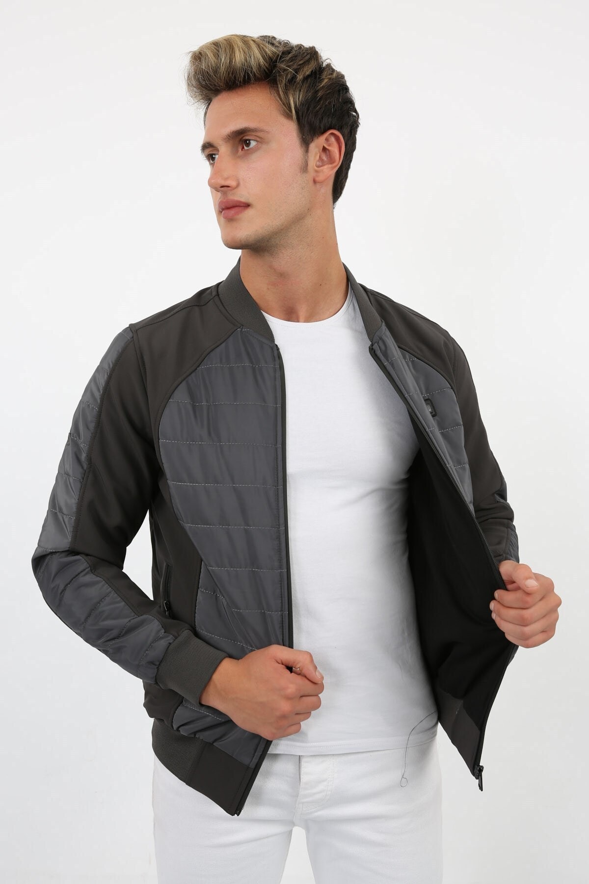 Ette Suya Ve Rüzgara Dayanıklı Bomber Antrasit Mont Ceket 2035