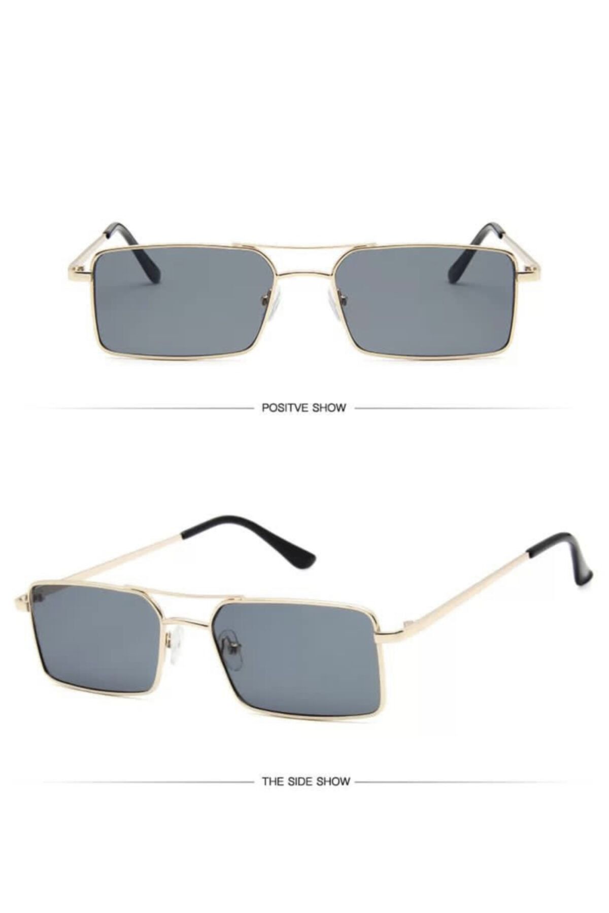 redfish Gold Metal Çerçeveli Cool Küçük Dikdörtgen Güneş Gözlüğü