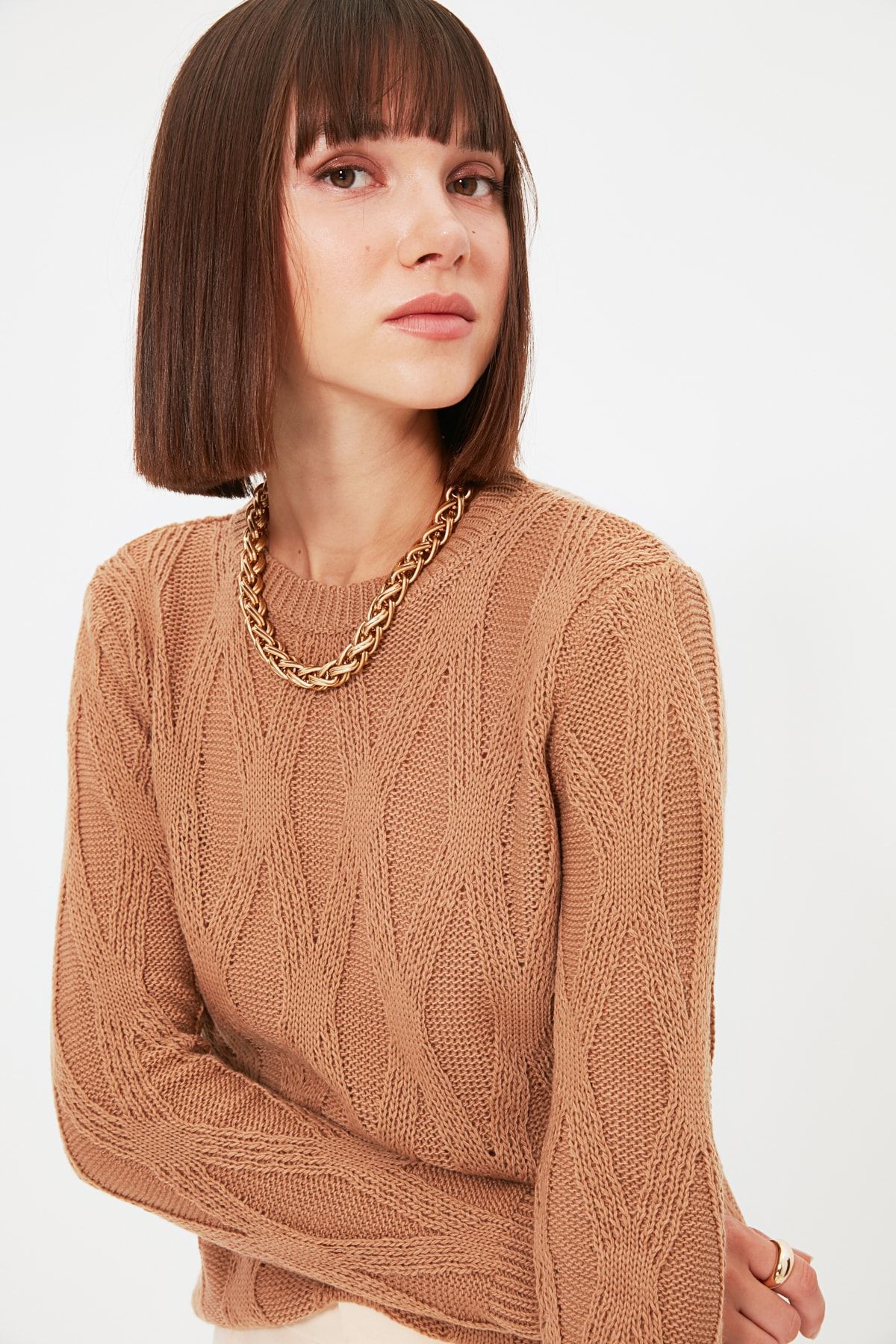 TRENDYOLMİLLA Camel Triko Kazak TWOAW22KZ1986