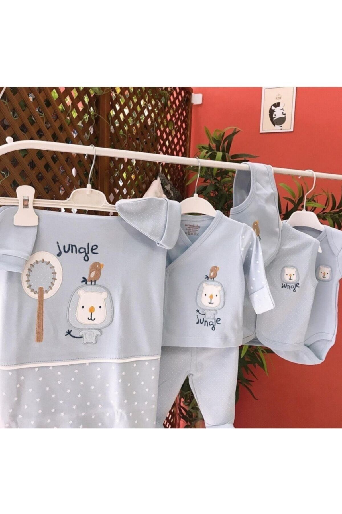Ciccim Baby Erkek Bebek Mavi Aslan Desenli Hastane Çıkışı Seti 10 Parça