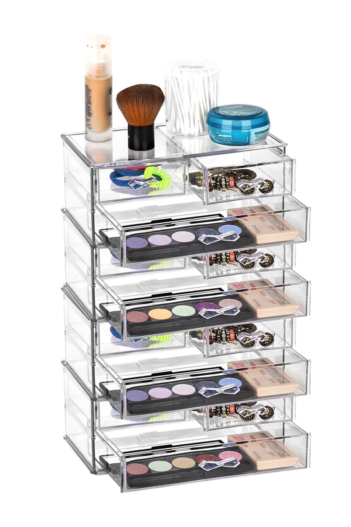 Meleni Home 8 Katlı 12 Çekmeceli Makyaj Organizer Takı Aksesuar Düzenleyici