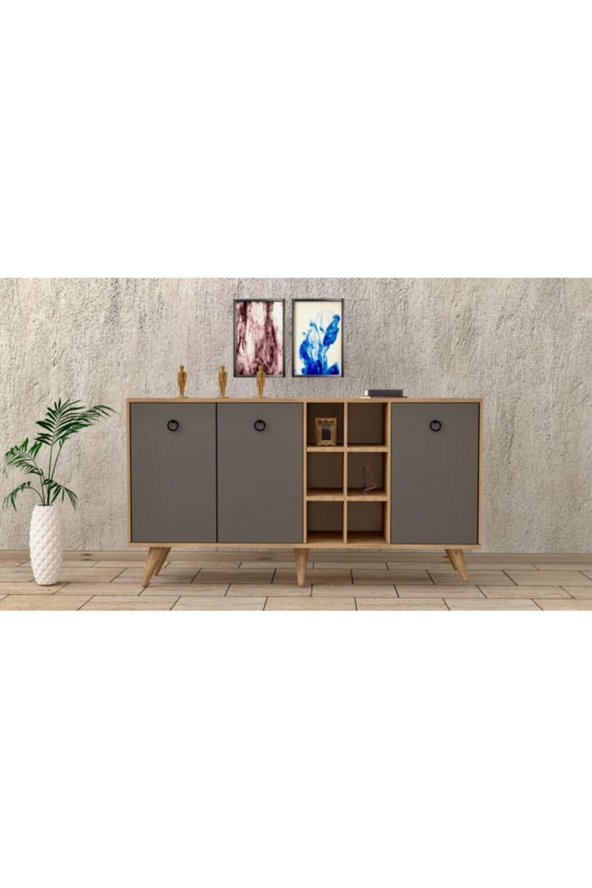 baramolife Çok Amaçlı Konsol, Çam Gövde & Füme Kapak, 140cm
