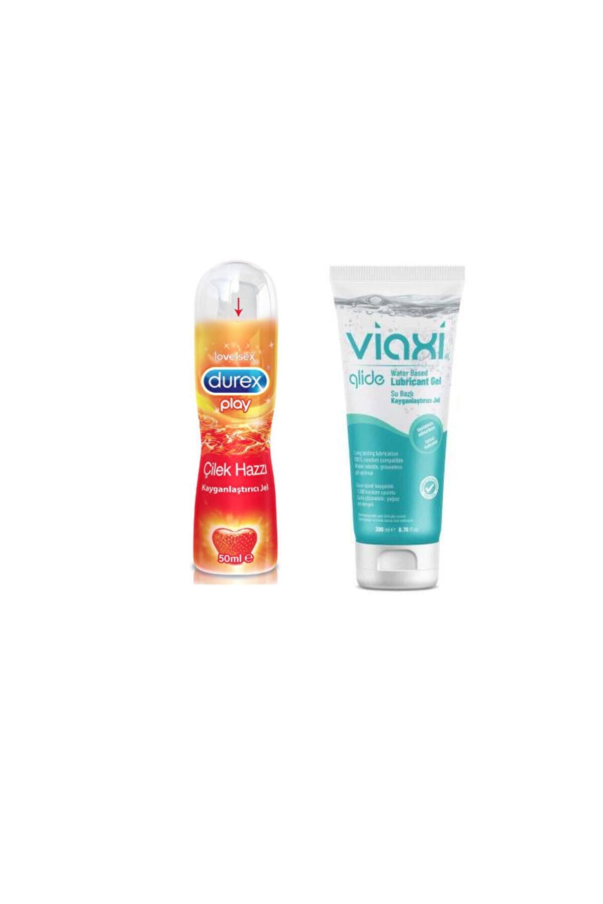 Durex Çilek Aromalı Kayganlaştırıcı 50 ml + Viaxi Glide Kayganlaştırıcı Jel Sade 200 Ml