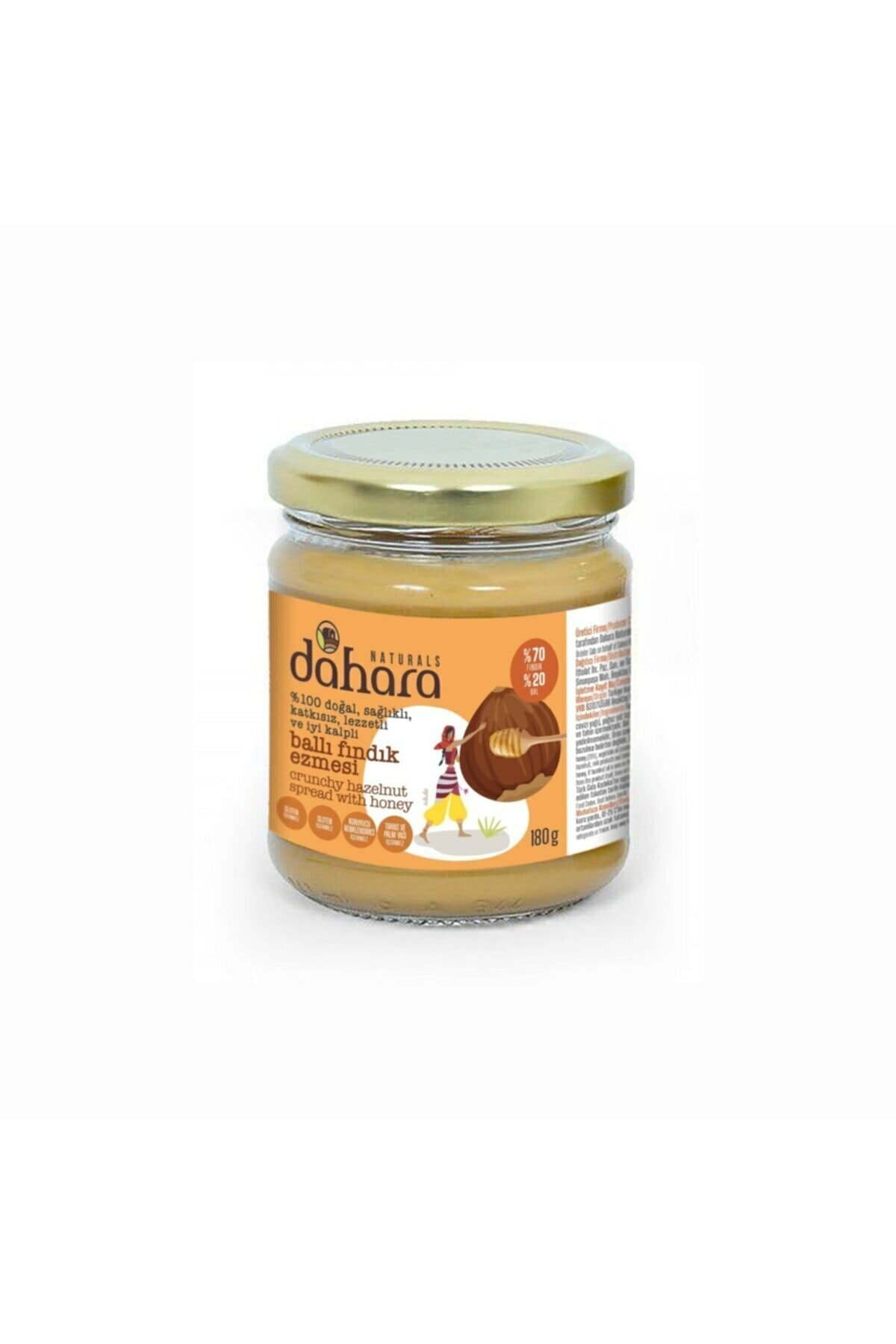 Dahara Naturals Ballı Fındık Ezmesi %70 Fındık %20 Bal 180 gr