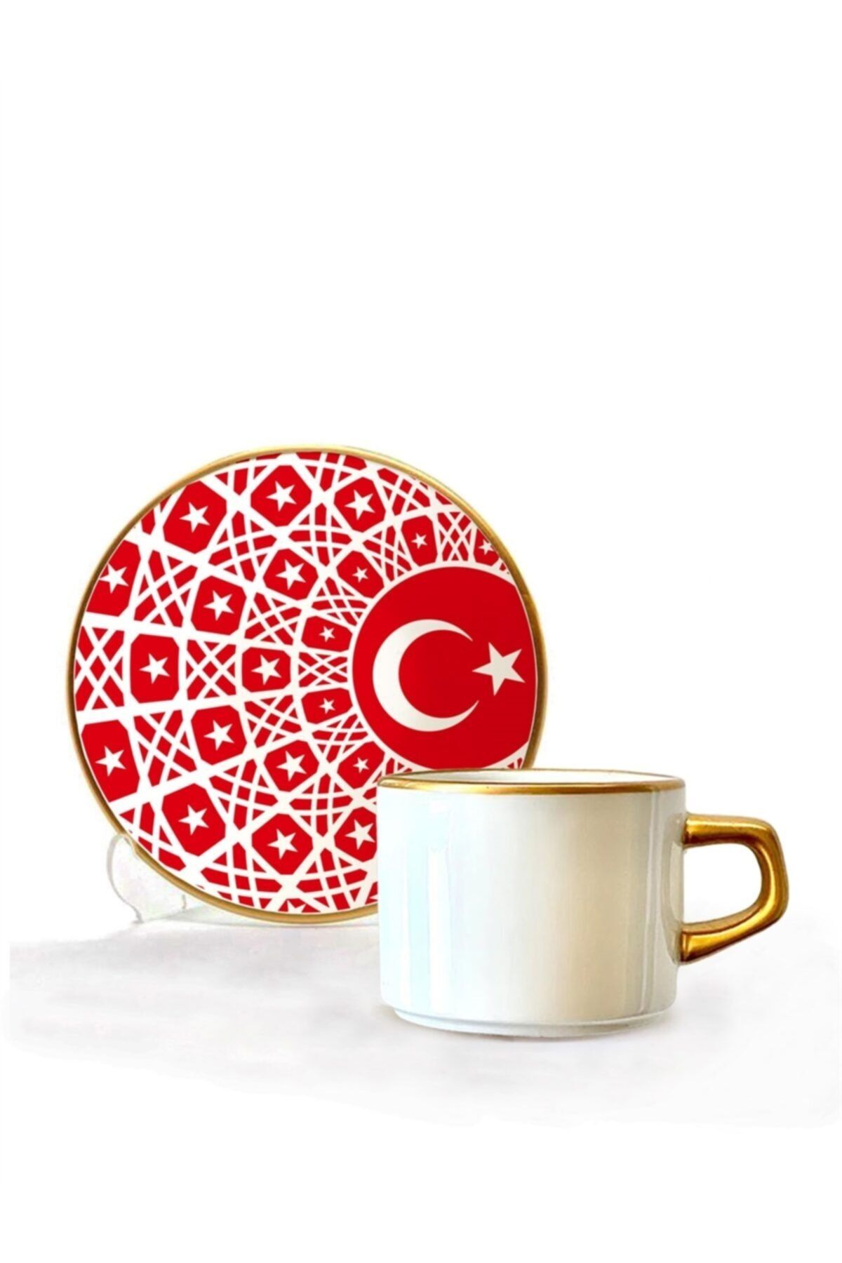 TOYGAR Asaf Çay Fincan Seti 6 Lı Hasır Türk Bayrağı