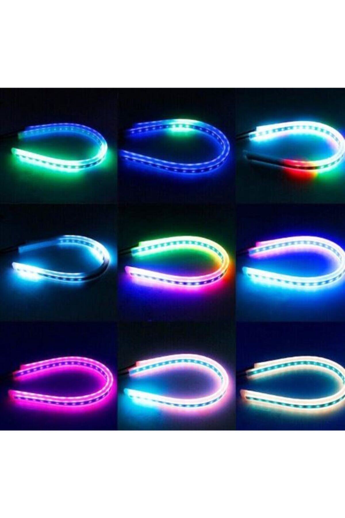 TEKNOCLUB Rgb Kumandalı Açılış Animasyonlu Far Üstü Kayar Led 60 cm 8 Renk