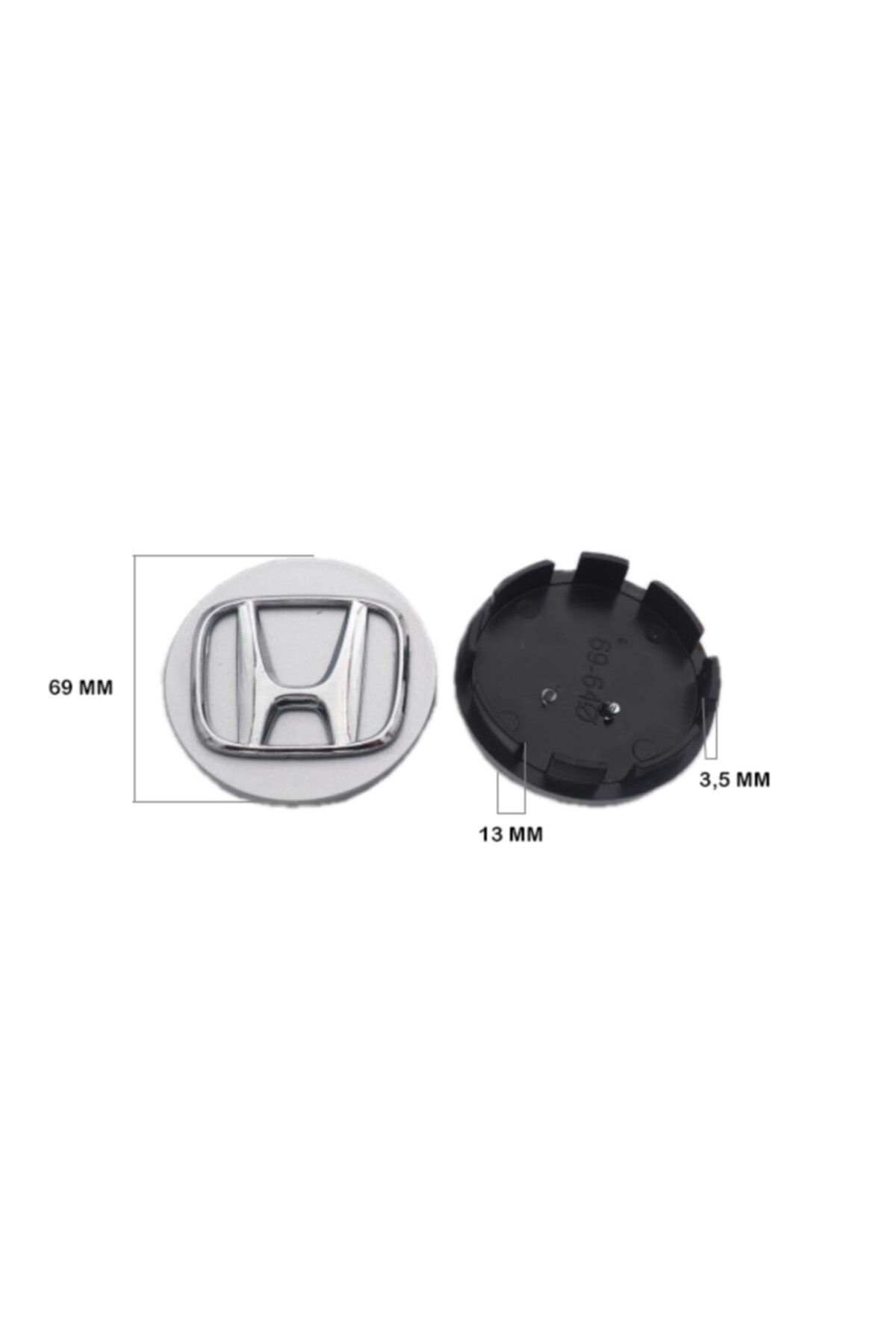 Honda Jant Göbeği Arması Büyük 3d Krom- Gri 7719 4' Lü Set