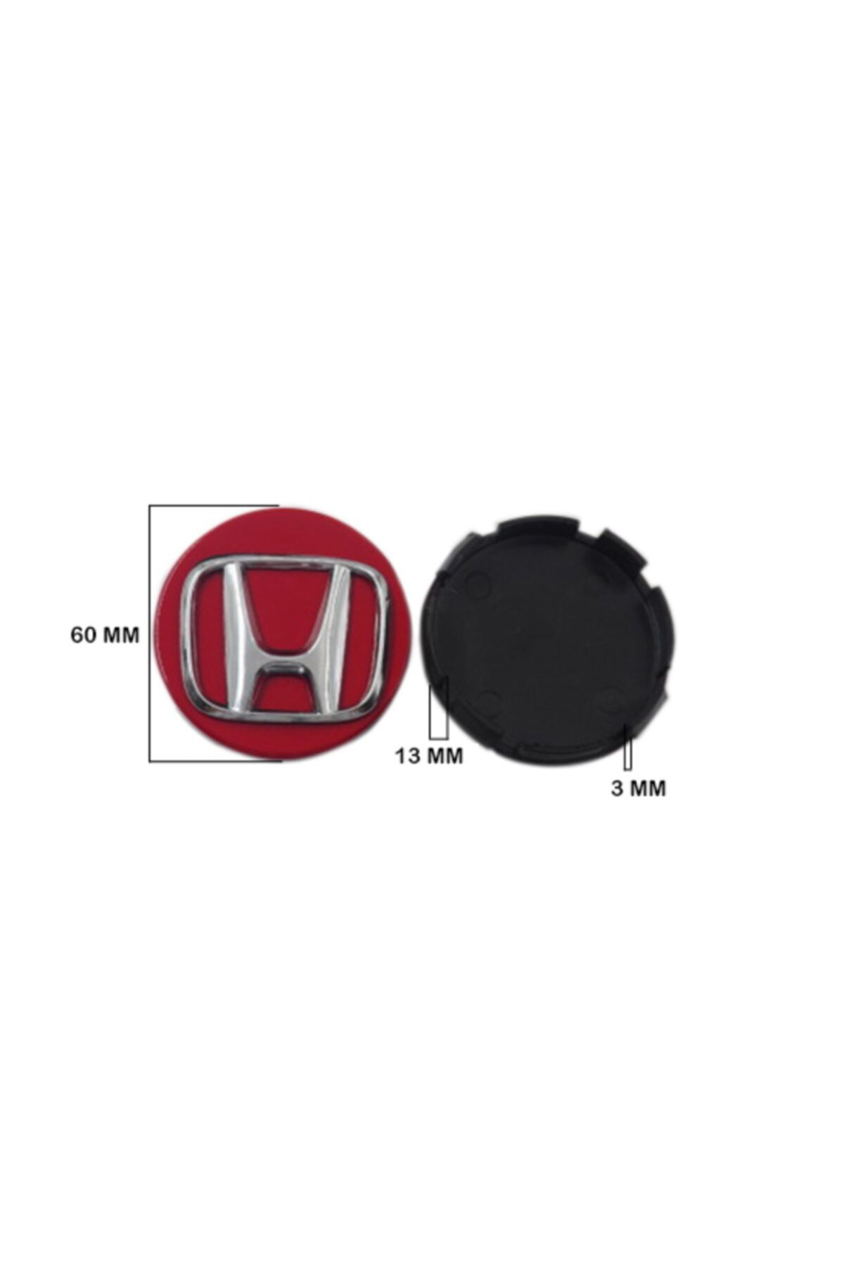 Honda Jant Göbeği Arması Q60-56 3d Küçük Kırmızı-krom 7729 4' Lü Set