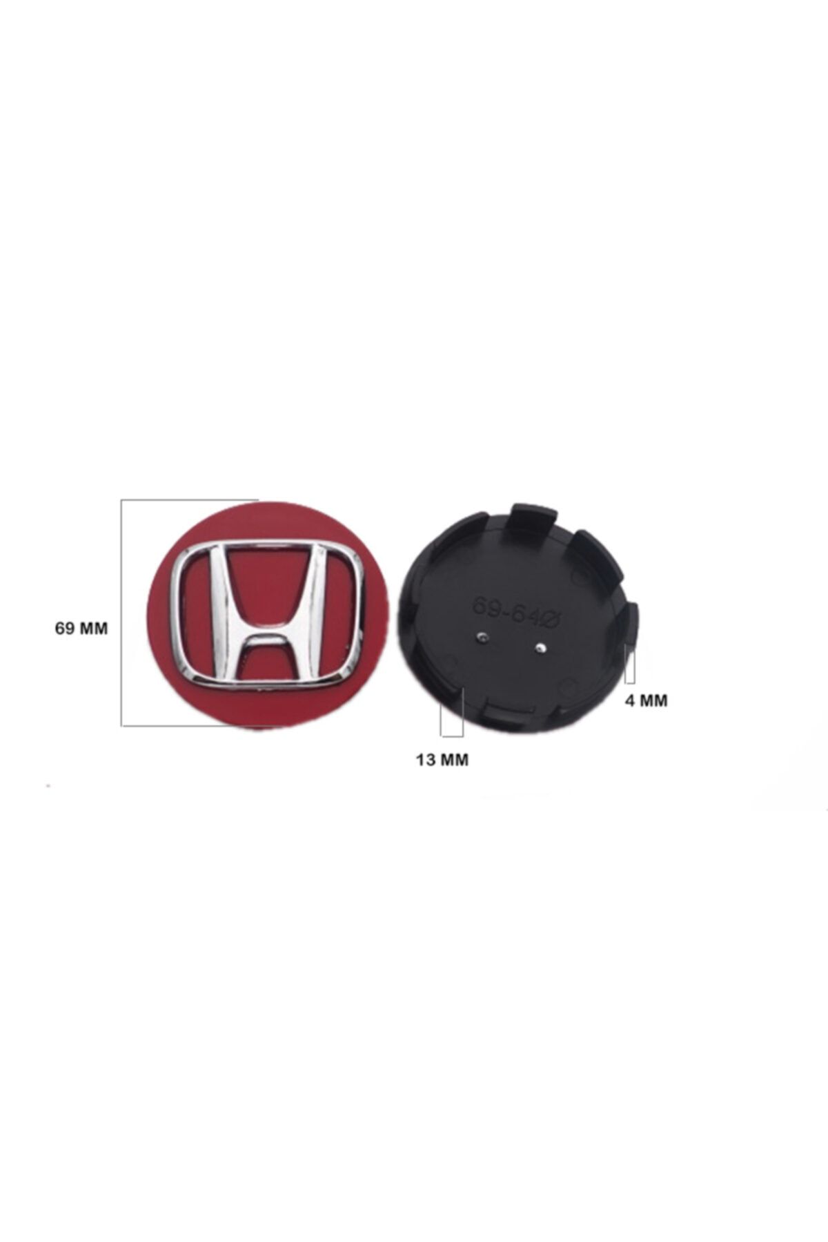 Honda Jant Göbeği Arması Büyük Krom-kırmızı 7721 4' Lü Set