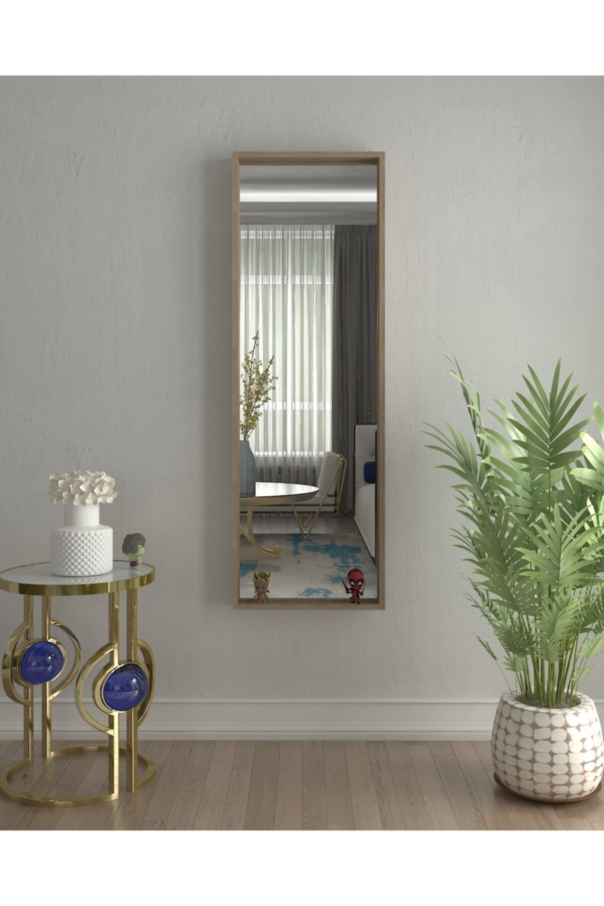 rivomo Ahşap 150x50x6 Dekoratif Duvar Aynası