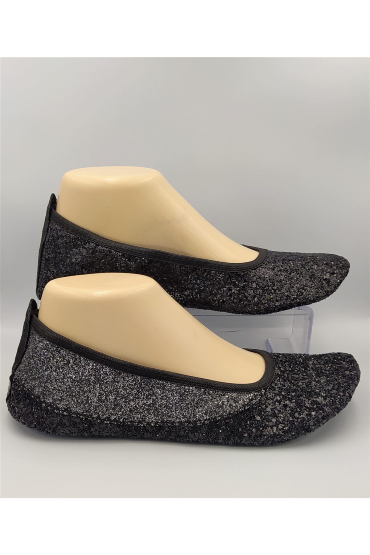 ipek butik Siyah-platin Simli Pisipisi Patik (ev Ayakkabısı)