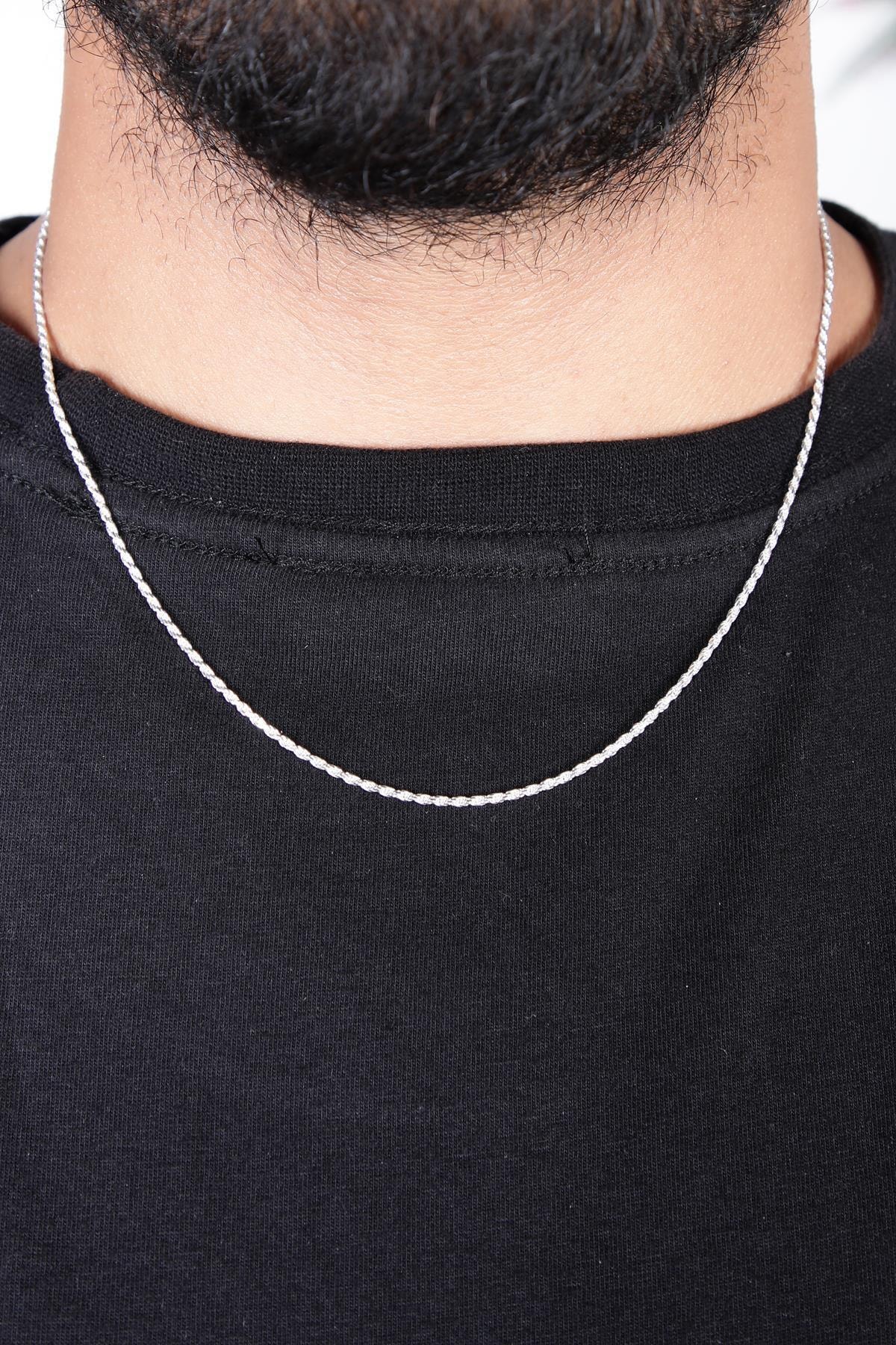 İn Dubai Silver Erkek 925 Ayar Gümüş Halat Zincir 50 cm Dbse2013