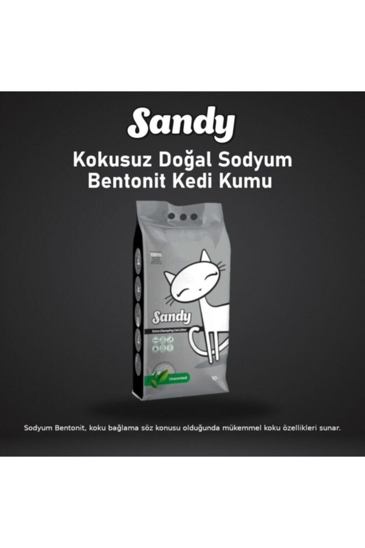 Sandy Tozsuz Topaklanan Sade Gri Bentonit Kedi Kumu 12 Lt