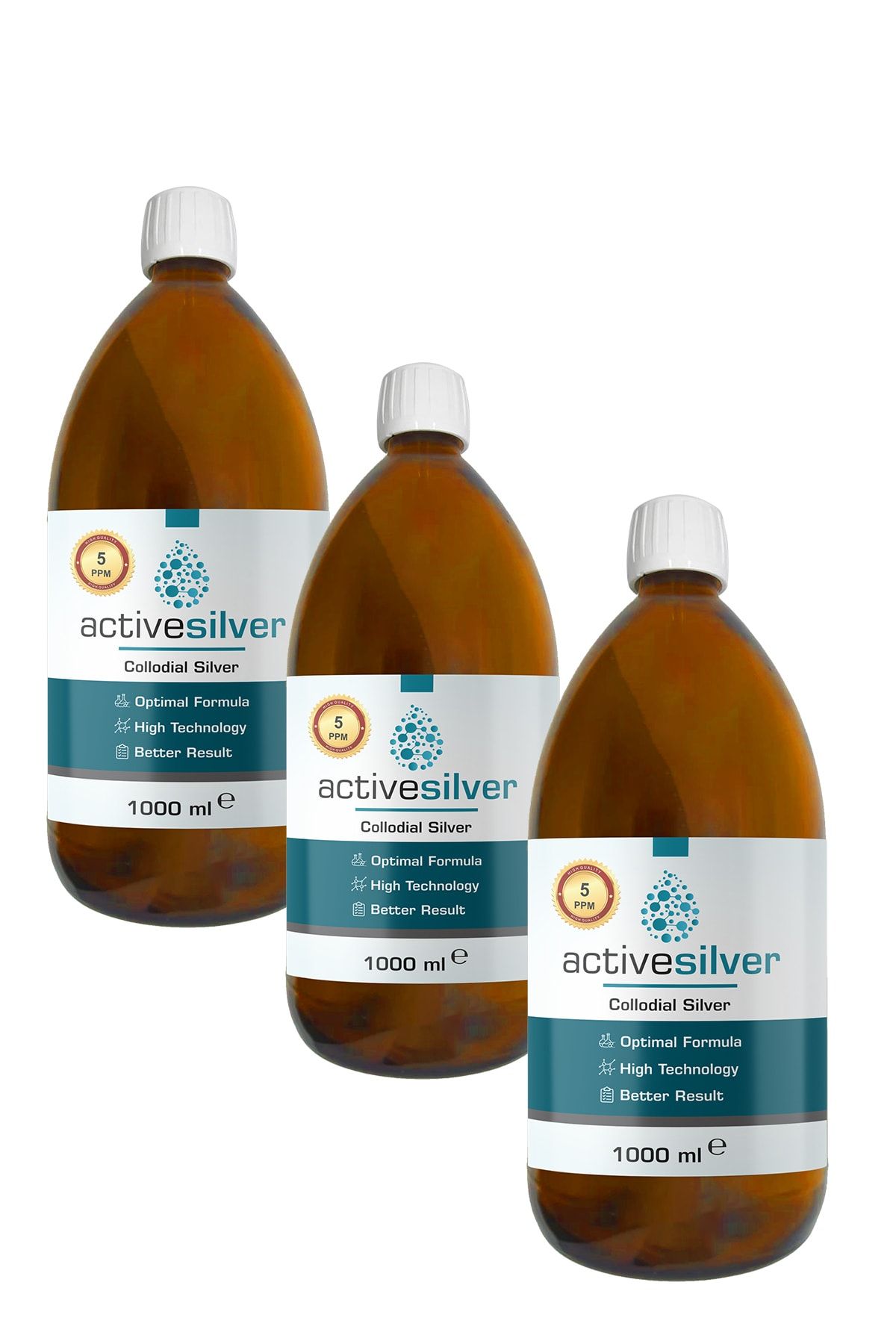 ACTİVE SİLVER Kolloidal Gümüş Suyu 5 Ppm 3lü Avantaj Paket Mxeffc Ağız Bakım