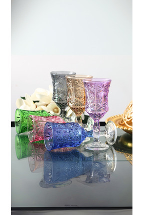 6 Renk El Yapımı Kristal Ayaklı Kahve Yanı Meşrubat Ve Su Bardağı Image 2