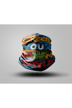 Yazı Tasarımlı Motorcu Buff Maske Outdoor Boyunluk Unisex Bandana Image 0