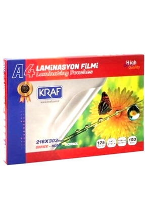 A4 Laminasyon Filmi Kraf 100 Adetli Paket - 125 Micron Image 0