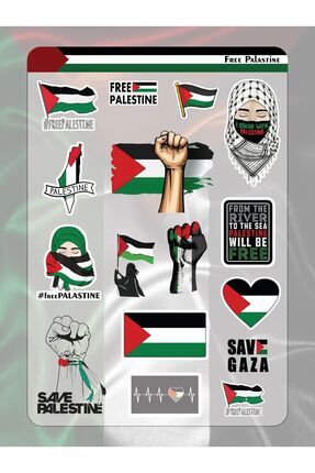 Free Palestine Özgür Filistin Sticker Set Laptop Tablet Defter Ajanda Telefon Etiket Image 0