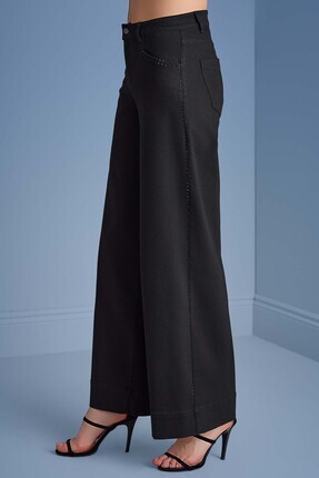 Geniş Paça Siyah Jean Pantolon Image 5