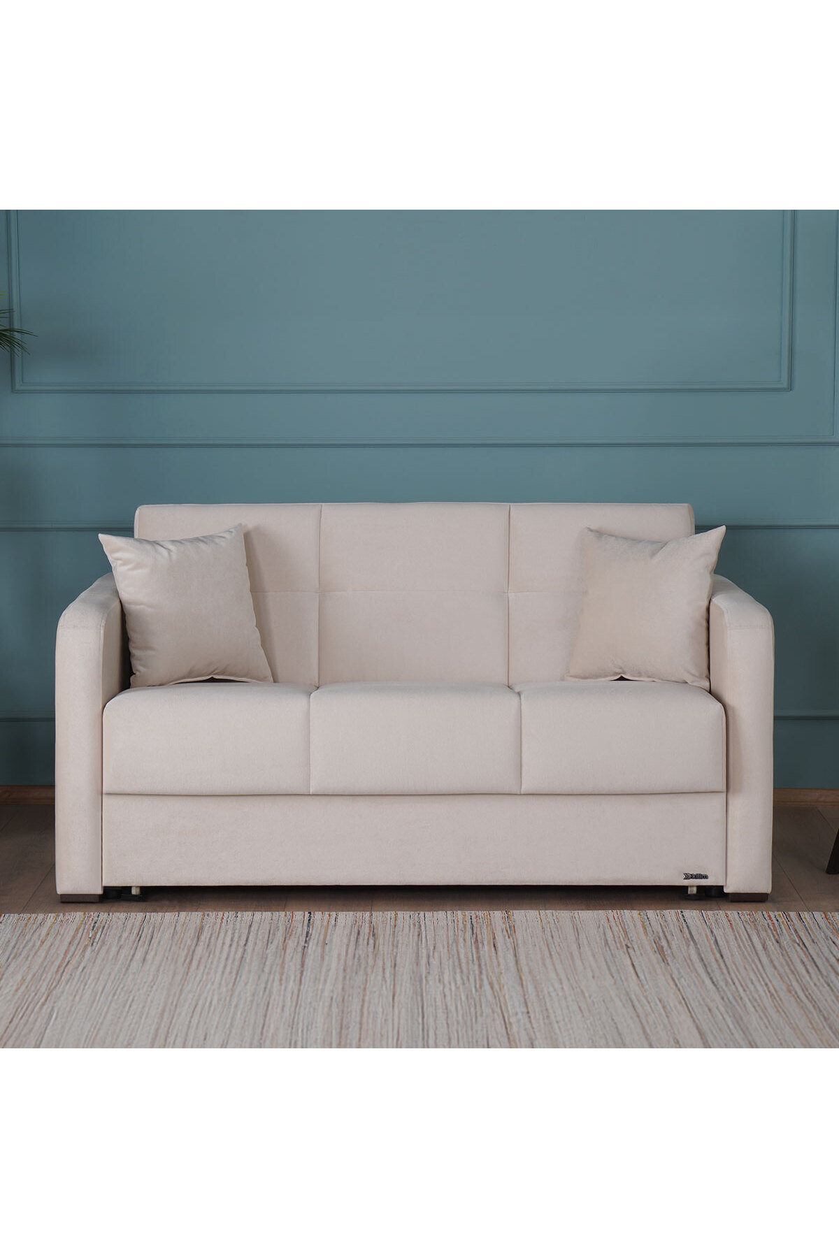 مبل آدونیس با تخت دونفره و جعبه ذخیره سازی 140 کرم