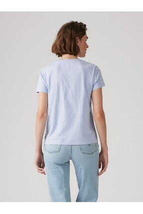 KADIN BİSİKLET YAKA MAVİ T-SHIRT 17369-3052 Image 1