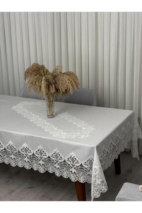 Masa Örtüsü Yemek Takımı 12 Kişilik 26 Parça Fransız Dantelli – Ekru1 Image 0