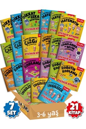 3-6 Yaş Dev Çocuk Etkinlik 21'li Kitap Seti Image 0