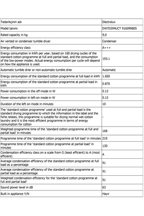 EW7D394UCT 700 Serisi DelicateCare 9 kg A+++ Inverter Wi-Fi Kurutma Makinesi Image 14