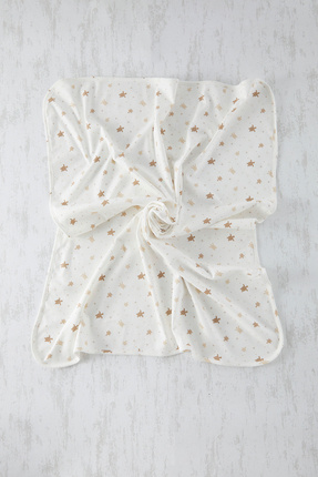 Beyaz Unisex Desenli Çift Kat İnterlok Bebek Battaniyesi TKDSS25CI00000 Image 1