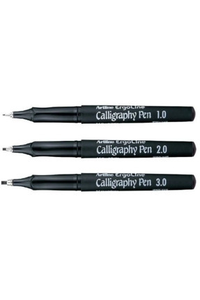 Ergoline Calligraphy 3'lü Kaligrafi Kalem Seti Siyah - Çizgi Genişliği 1.0 - 2.0 - 3.0mm Image 0