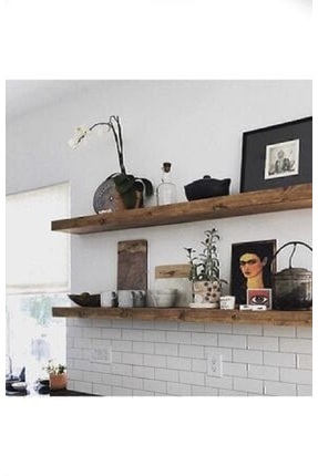 90x17 cm 2li ceviz duvar rafı uçan raf kitaplık Image 0