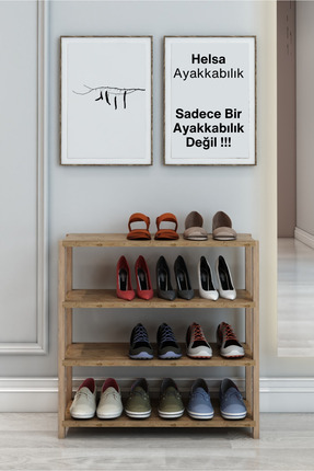 Helsa Çam 4 Raflı Ahşap Ayakkabılık -çok Amaçlı Dekoratif Raf, Organizer - Demonte Ve Kolay Montaj Image 0